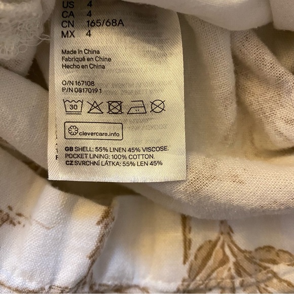 Desmond & Dempsey H&M Shorts Womens Size 4 Small Linen Tropical Print Off White - Picture 9 of 11